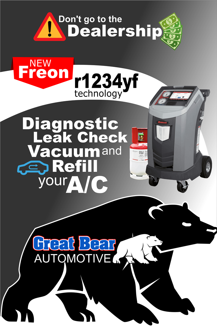 New Freon r1234yf Technology! Save money at Great Bear Automotive